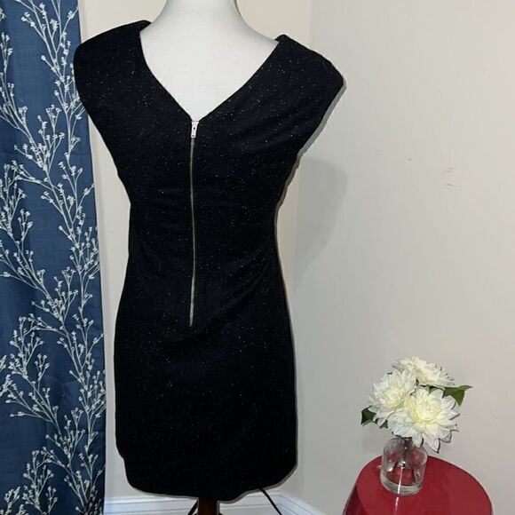 Helmut Lang Wool Blend Black Sheath Dress Silk Lined Cap Sleeve Exposed Zip sz 4 - Picture 4 of 6